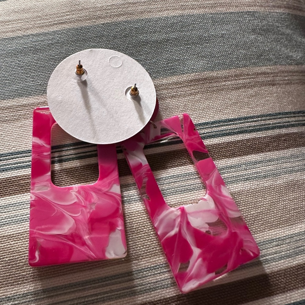 Pink Swirl Statement Earrings - Picture 2 of 2